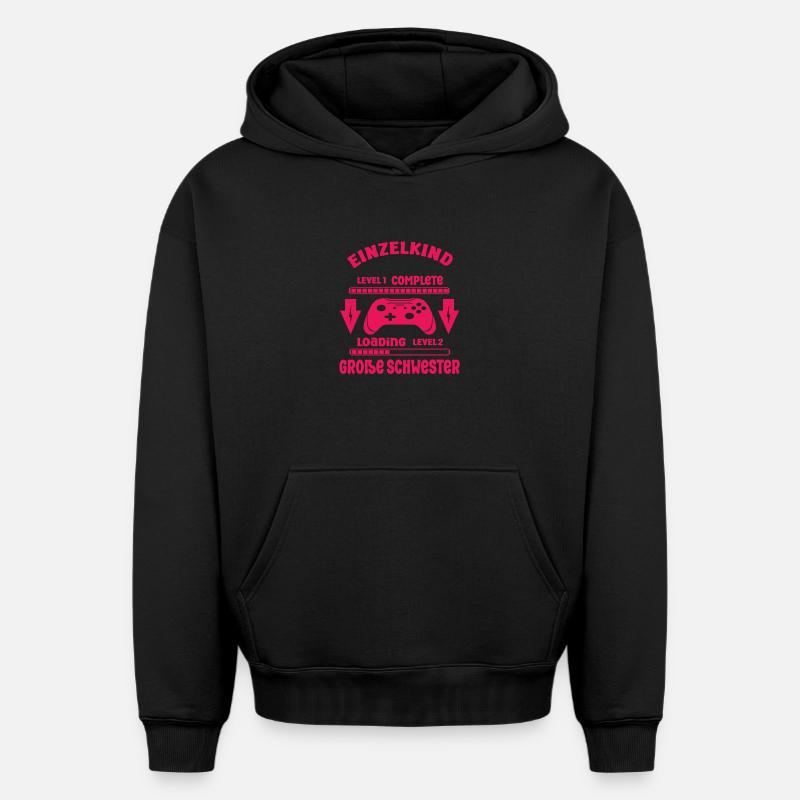 Einzelkind Complete - Loading Große Schwester 2026 - Oversized Heavyweight Unisex Hoodie - Schwarz
