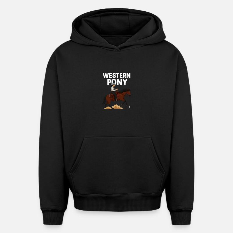 Cavalier de poney western - Sweat à capuche unisexe oversize épais SPREAD - noir