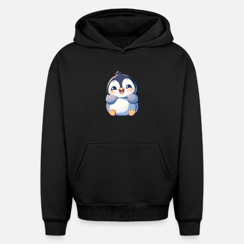 Pingouins Pingouin - Sweat à capuche unisexe oversize épais SPREAD - noir
