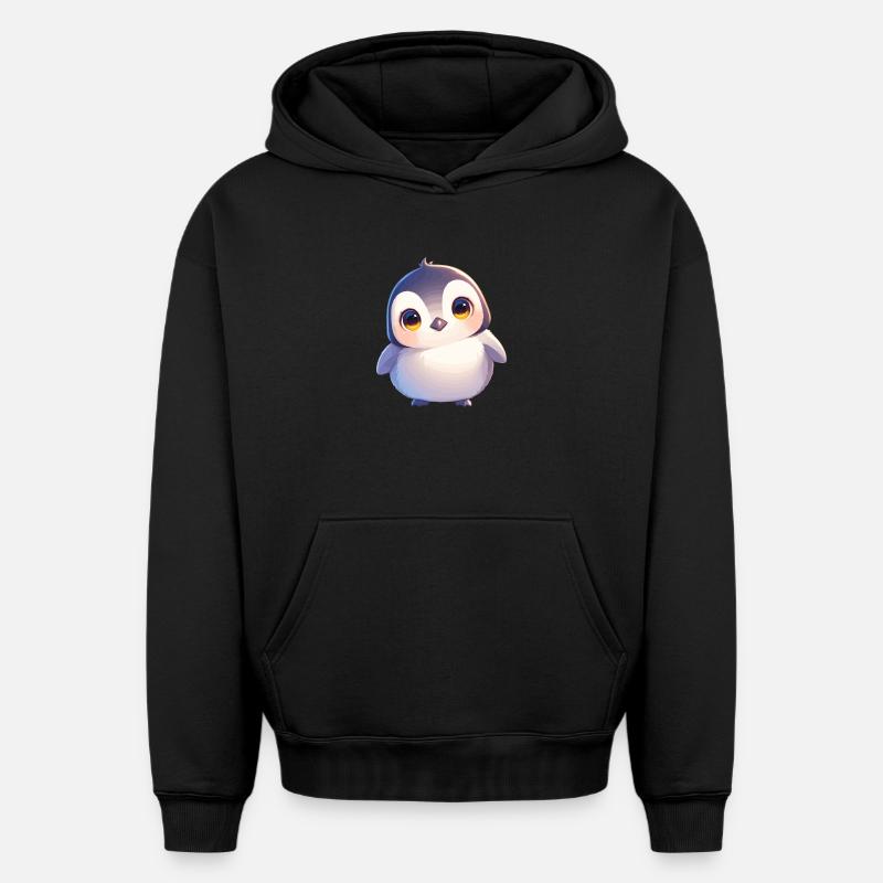 Pingouins Pingouin - Sweat à capuche unisexe oversize épais SPREAD - noir