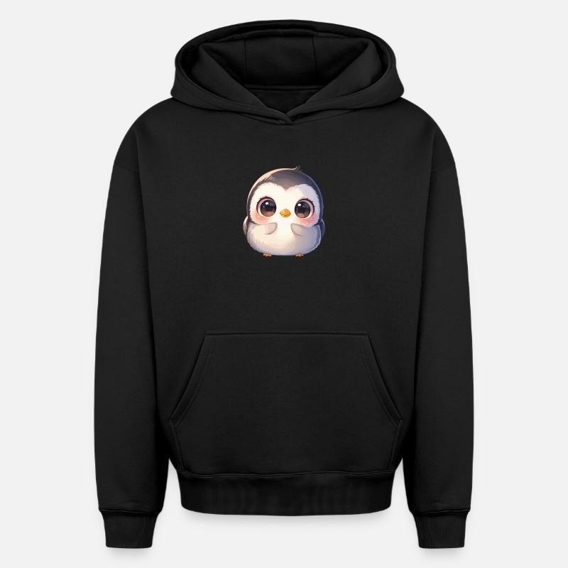 Pingouins Pingouin - Sweat à capuche unisexe oversize épais SPREAD - noir