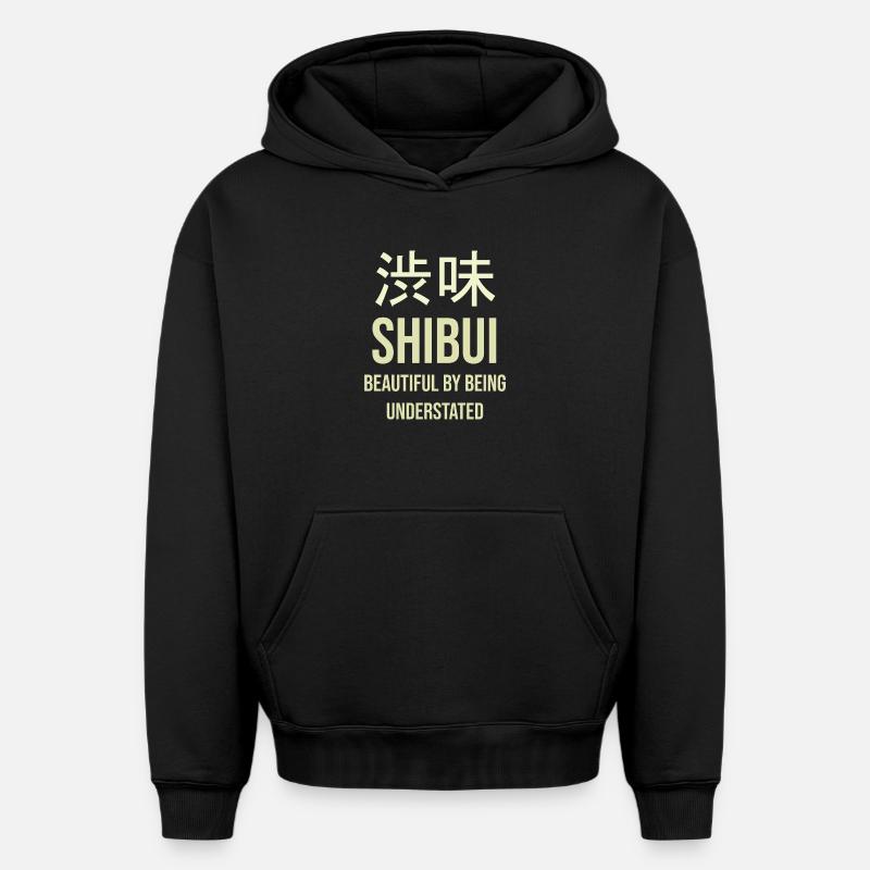 Shibui Minimalisme Épuré - Sweat à capuche unisexe oversize épais SPREAD - noir