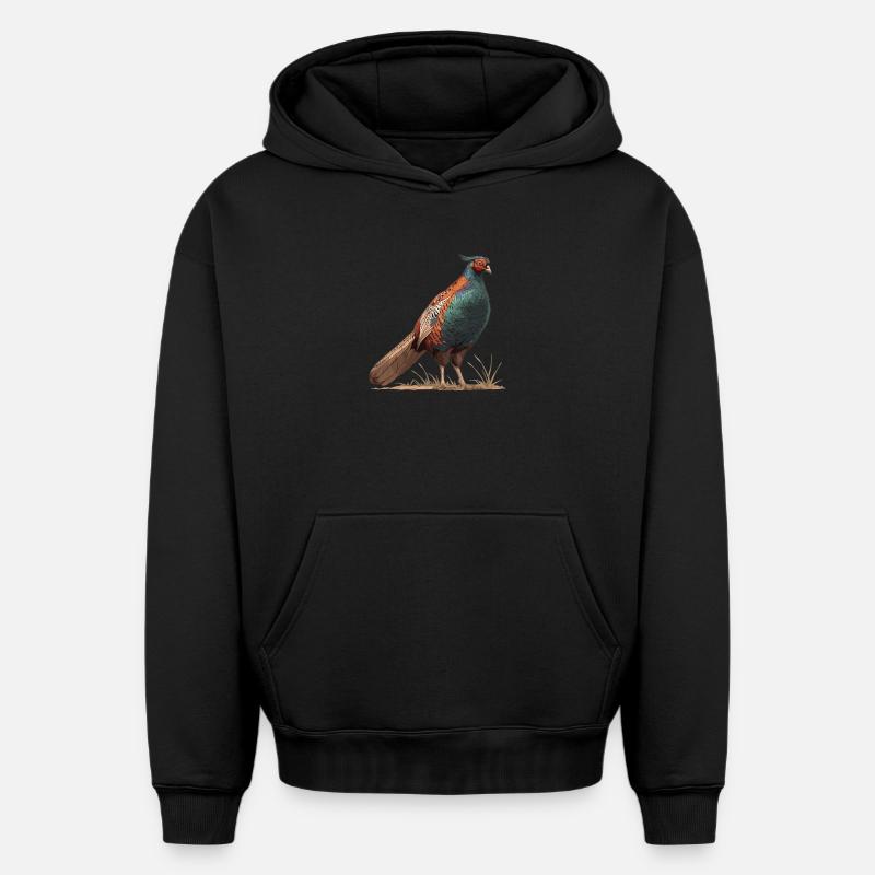 Faisans Faisan - Sweat à capuche unisexe oversize épais SPREAD - noir