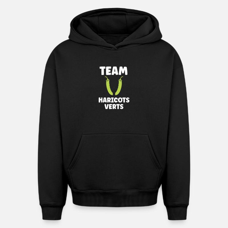 haricot vert - Sweat à capuche unisexe oversize épais SPREAD - noir