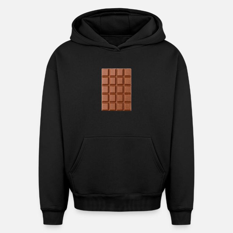 chocolat - Sweat à capuche unisexe oversize épais SPREAD - noir