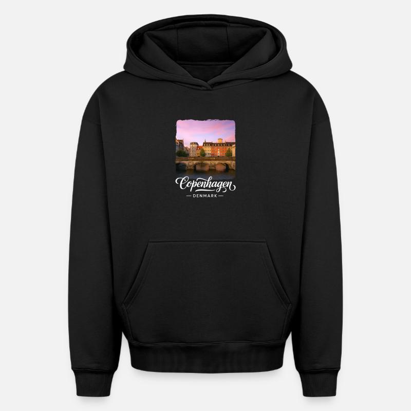 Copenhague, Danemark - Sweat à capuche unisexe oversize épais SPREAD - noir