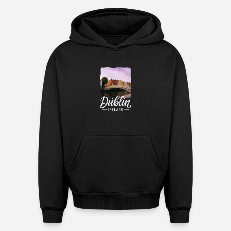 Dublin - Sweat à capuche unisexe oversize épais SPREAD - noir