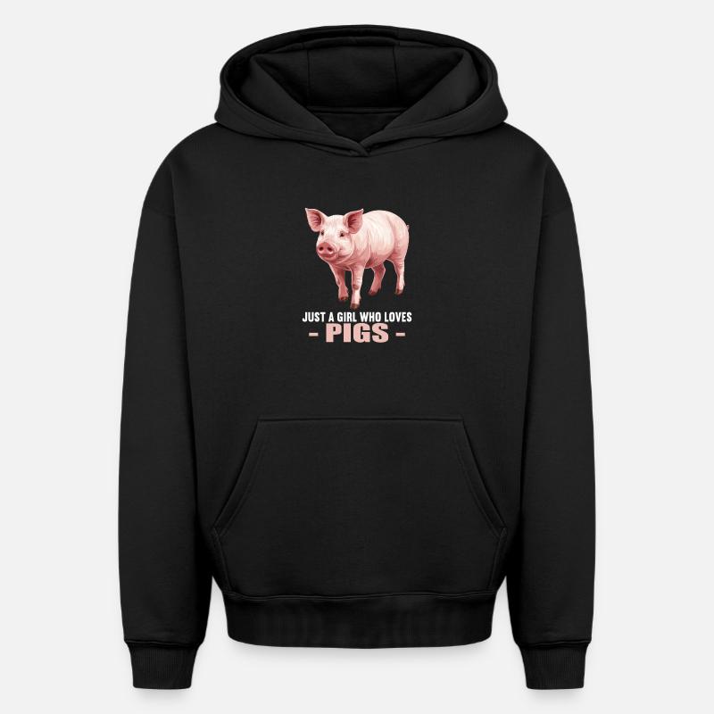 Cochon Cochon - Sweat à capuche unisexe oversize épais SPREAD - noir