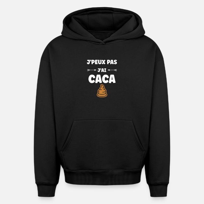 caca - Sweat à capuche unisexe oversize épais SPREAD - noir