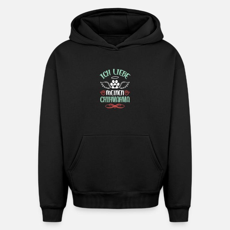 Conception des ailes d’amour Chihuahua - Sweat à capuche unisexe oversize épais SPREAD - noir