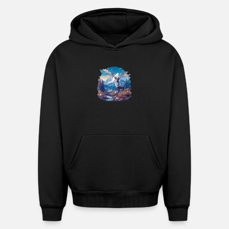 Renne Renne - Sweat à capuche unisexe oversize épais SPREAD - noir