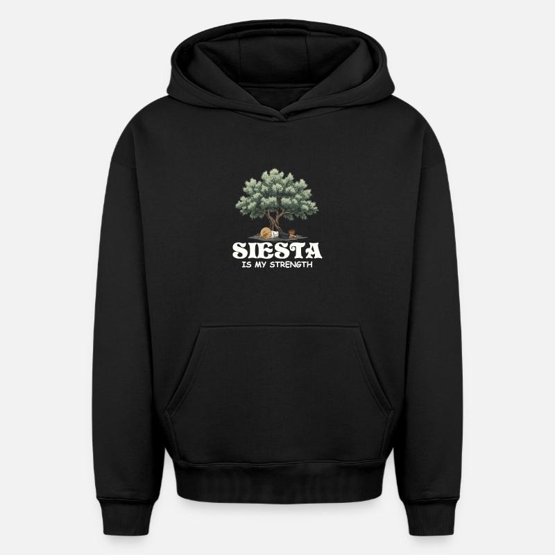 Sieste - Sweat à capuche unisexe oversize épais SPREAD - noir