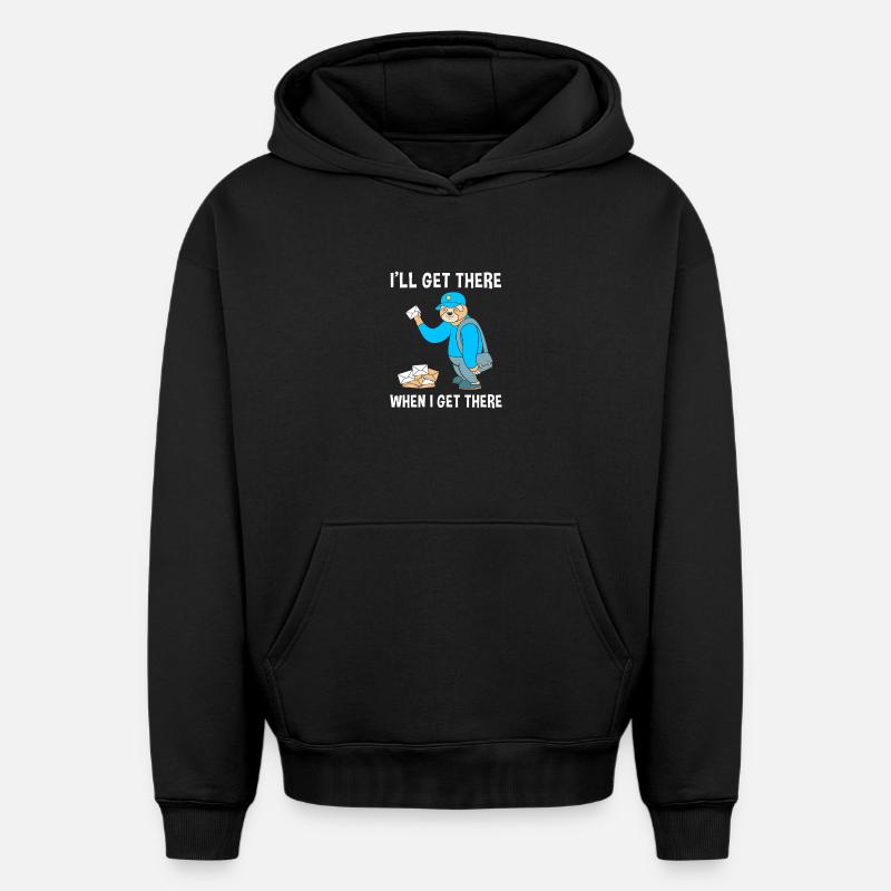 Post Postmark Postman - Sweat à capuche unisexe oversize épais SPREAD - noir