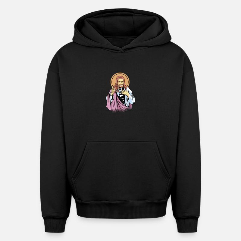 Gamer Jesus - Sweat à capuche unisexe oversize épais SPREAD - noir