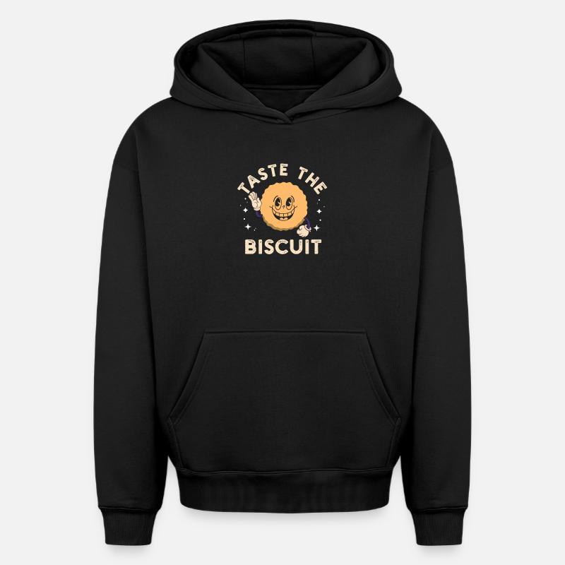 Mascotte Sweet Biscuit - Sweat à capuche unisexe oversize épais SPREAD - noir