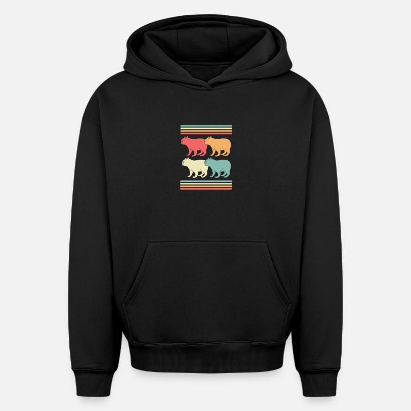 Capibara Capybara - Sweat à capuche unisexe oversize épais SPREAD - noir