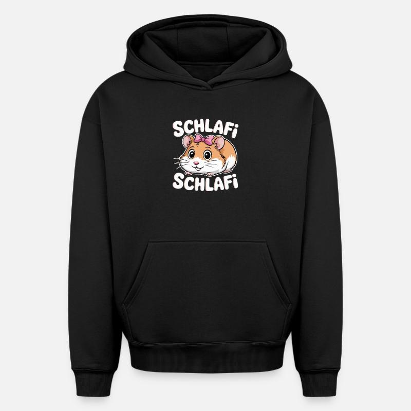 Schlafi Schlafi Hamster Design - Sweat à capuche unisexe oversize épais SPREAD - noir