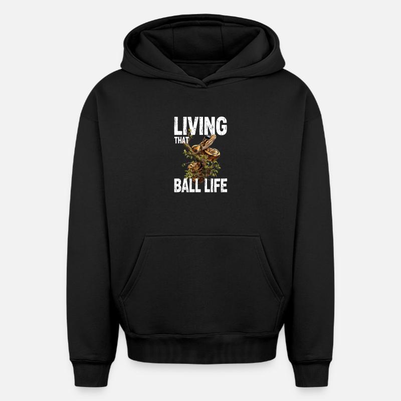 Königspython Schlangen Liebhaber Terrarium Python - Oversized Heavyweight Unisex Hoodie - Schwarz