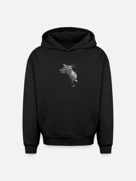 Graustufen Katzenschnurrer Blick - Oversized Heavyweight Unisex Hoodie - Schwarz