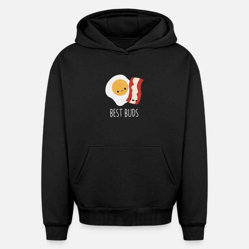Best Buds : œuf et bacon - Sweat à capuche unisexe oversize épais SPREAD - noir