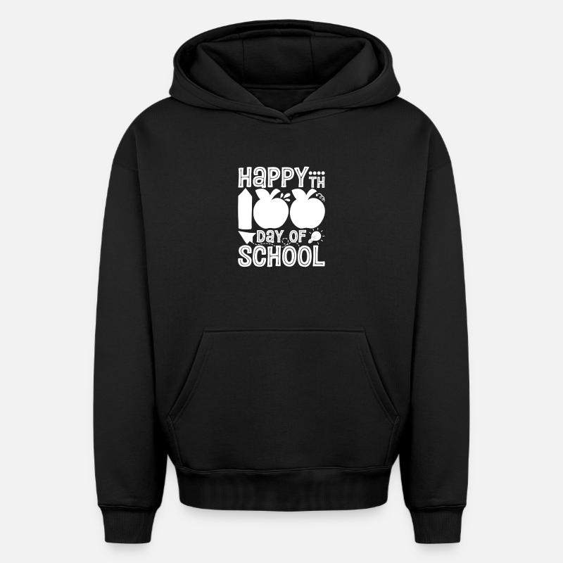 Joyeux 100e jour d’école - Sweat à capuche unisexe oversize épais SPREAD - noir