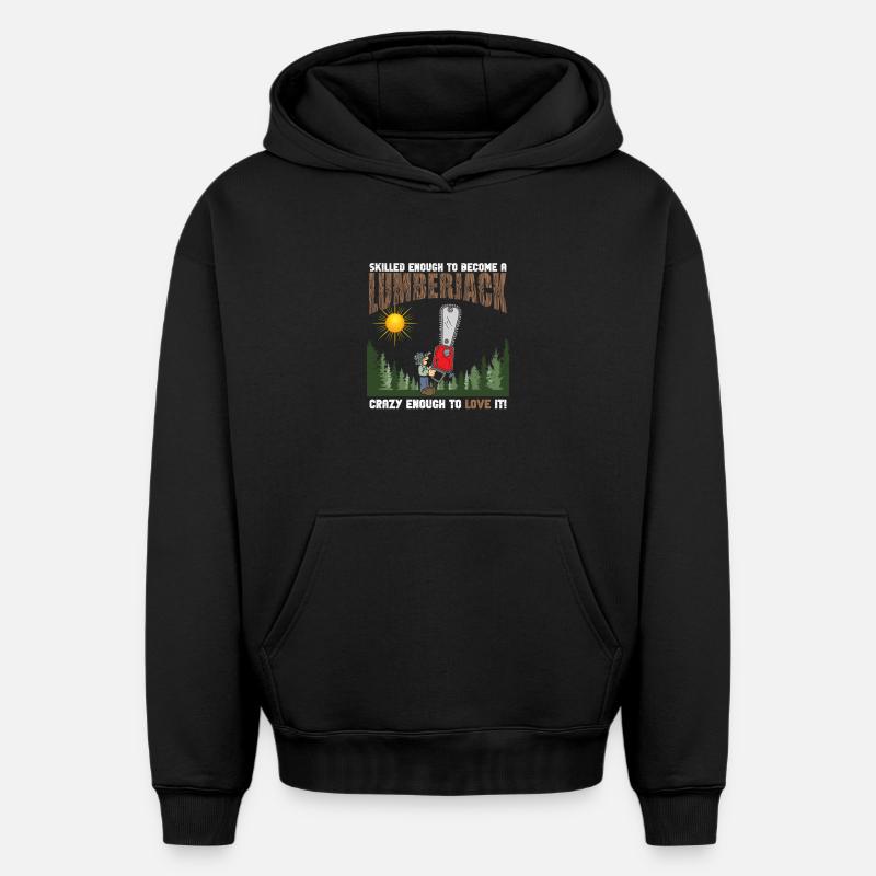 Bûcheron fou habile - Sweat à capuche unisexe oversize épais SPREAD - noir
