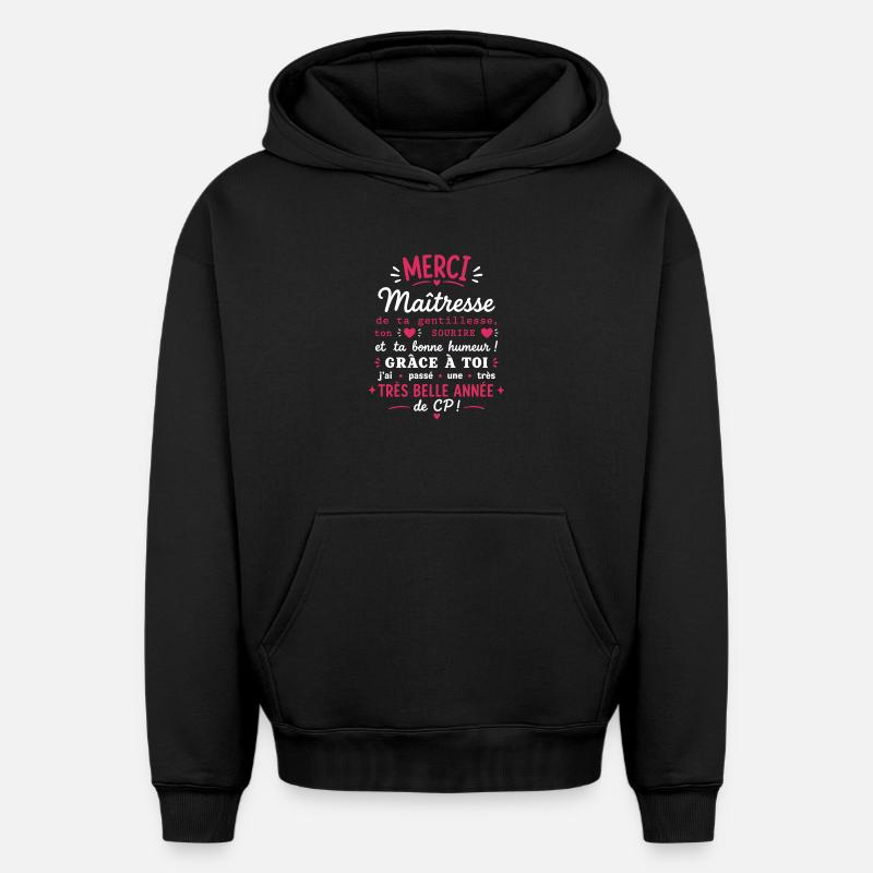 Merci Maîtresse CP - Sweat à capuche unisexe oversize épais SPREAD - noir