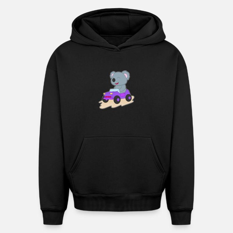 Koala Car - Sweat à capuche unisexe oversize épais SPREAD - noir