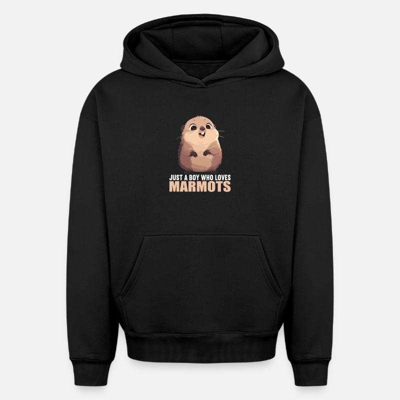 Marmottes Marmotte - Sweat à capuche unisexe oversize épais SPREAD - noir