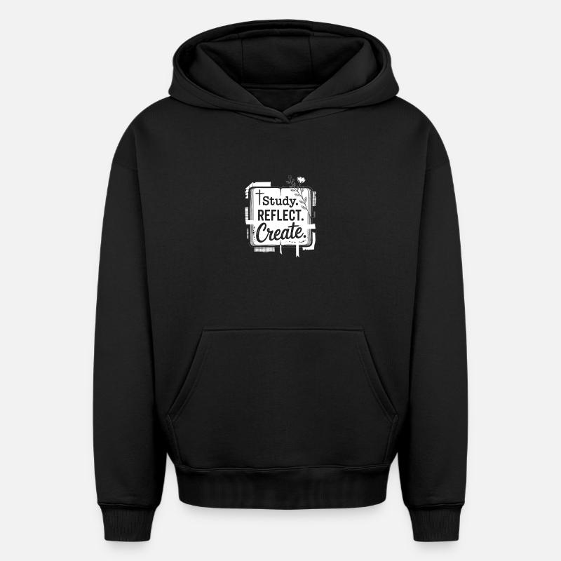 Étudier Réfléchir Créer - Sweat à capuche unisexe oversize épais SPREAD - noir