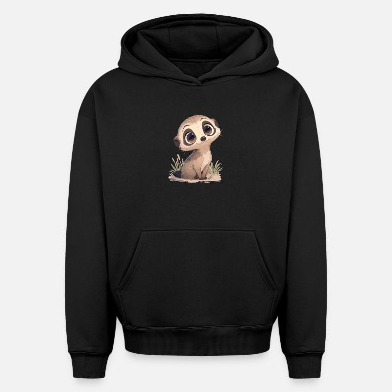 Suricate Erdmännchen - Sweat à capuche unisexe oversize épais SPREAD - noir