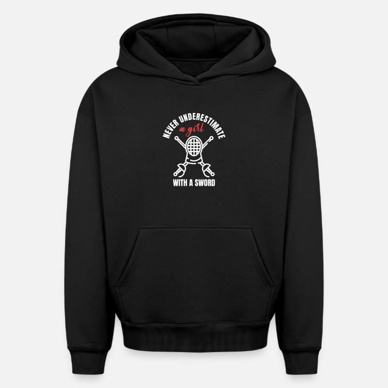 Fille d’Escrime avec Épée - Sweat à capuche unisexe oversize épais SPREAD - noir