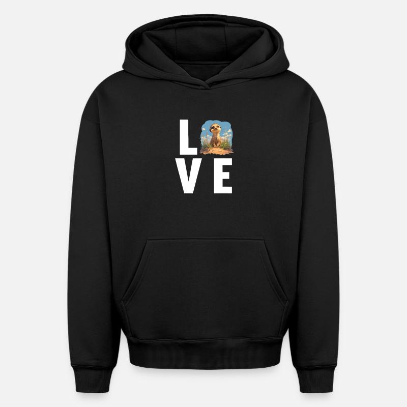 Suricate Erdmännchen - Sweat à capuche unisexe oversize épais SPREAD - noir