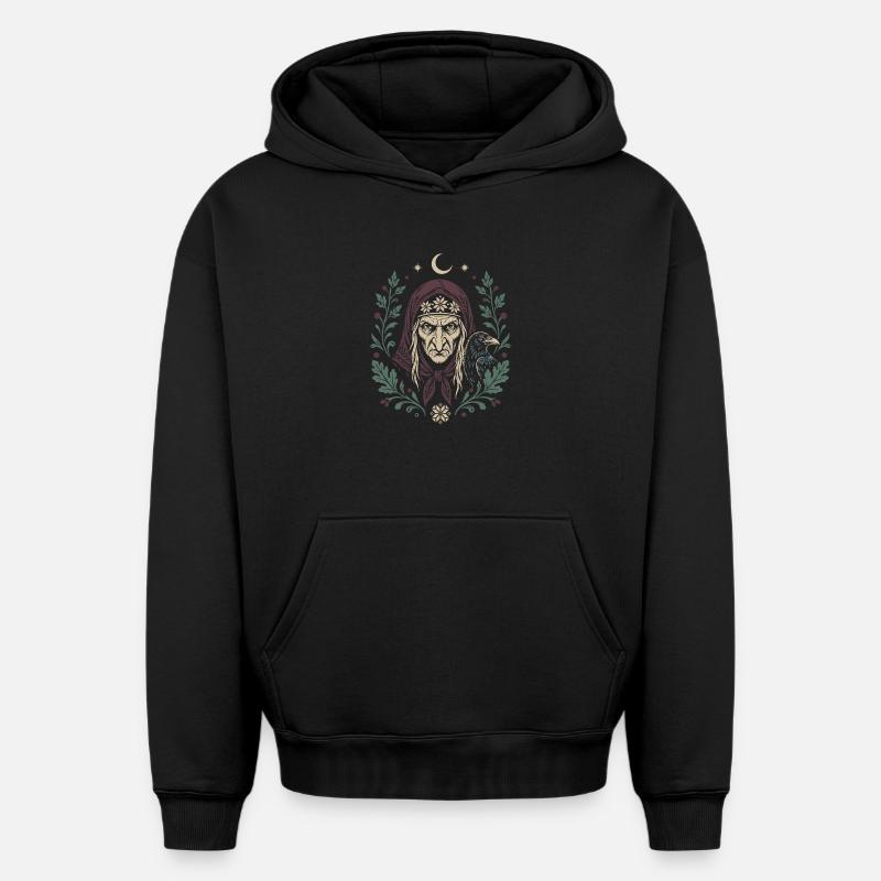 Baba Yaga Raven - Sweat à capuche unisexe oversize épais SPREAD - noir