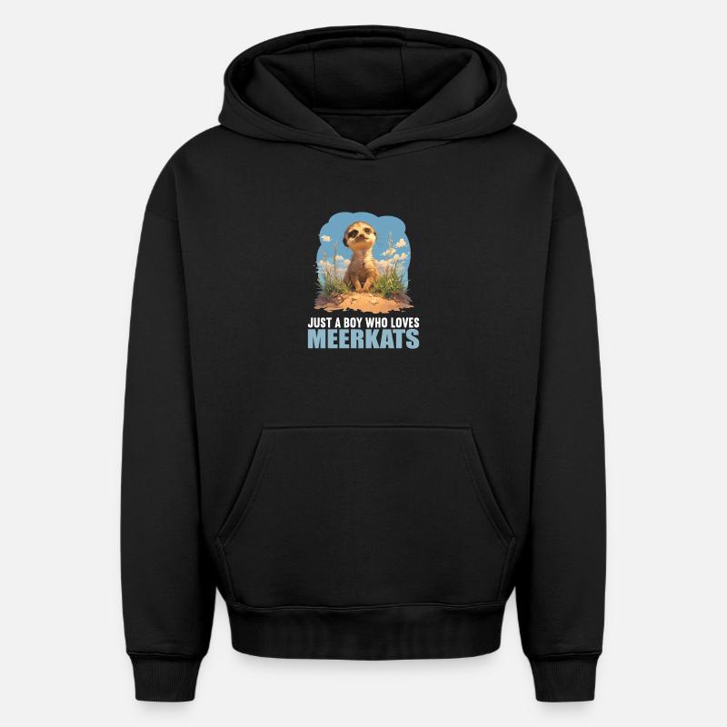 Suricate Erdmännchen - Sweat à capuche unisexe oversize épais SPREAD - noir