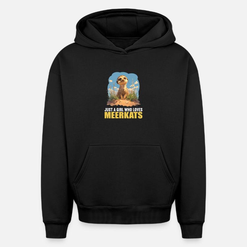 Suricate Erdmännchen - Sweat à capuche unisexe oversize épais SPREAD - noir