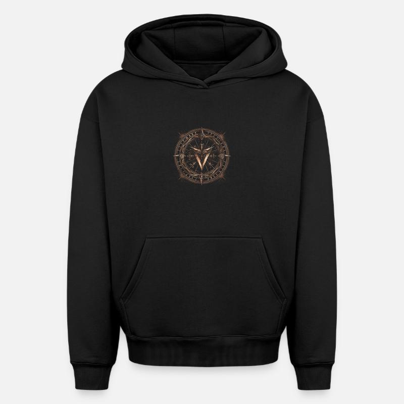 Runes de la Boussole Cosmique - Sweat à capuche unisexe oversize épais SPREAD - noir