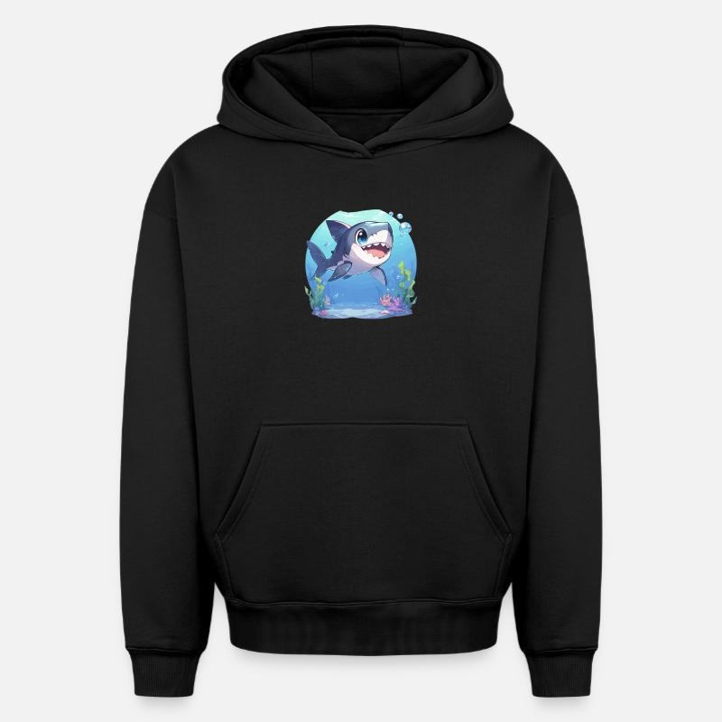 Requins Requin - Sweat à capuche unisexe oversize épais SPREAD - noir