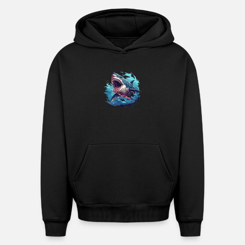 Requins Requin - Sweat à capuche unisexe oversize épais SPREAD - noir
