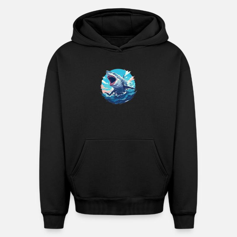 Requins Requin - Sweat à capuche unisexe oversize épais SPREAD - noir