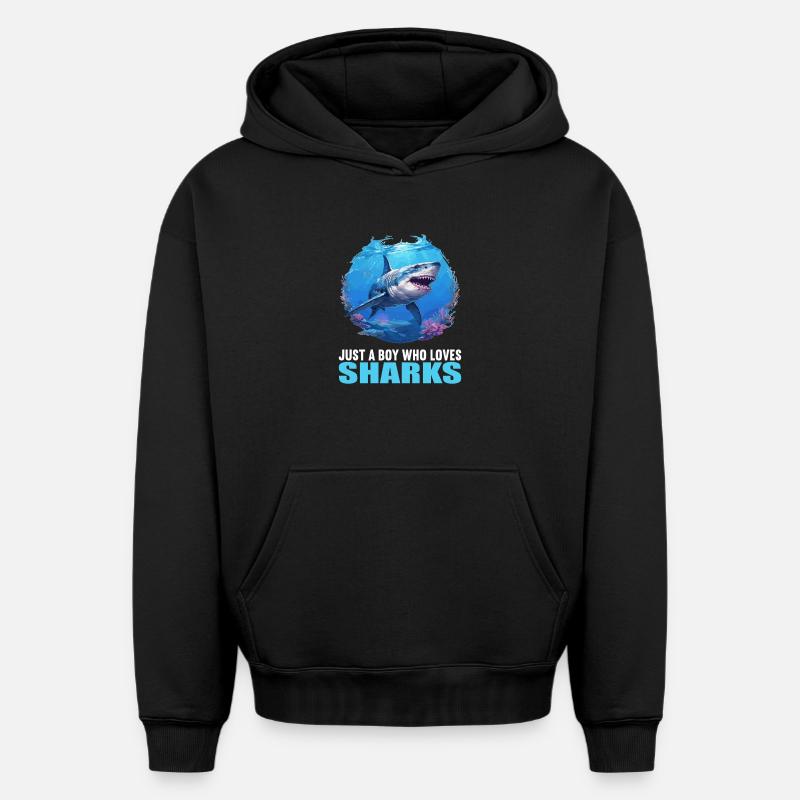 Requins Requin - Sweat à capuche unisexe oversize épais SPREAD - noir
