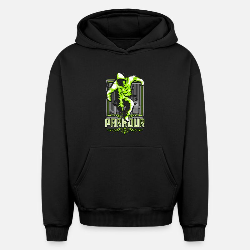 Parkour - Sweat à capuche unisexe oversize épais SPREAD - noir