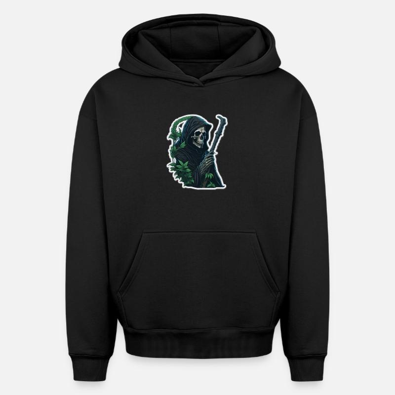 Faucheuse avec de l’herbe - Sweat à capuche unisexe oversize épais SPREAD - noir