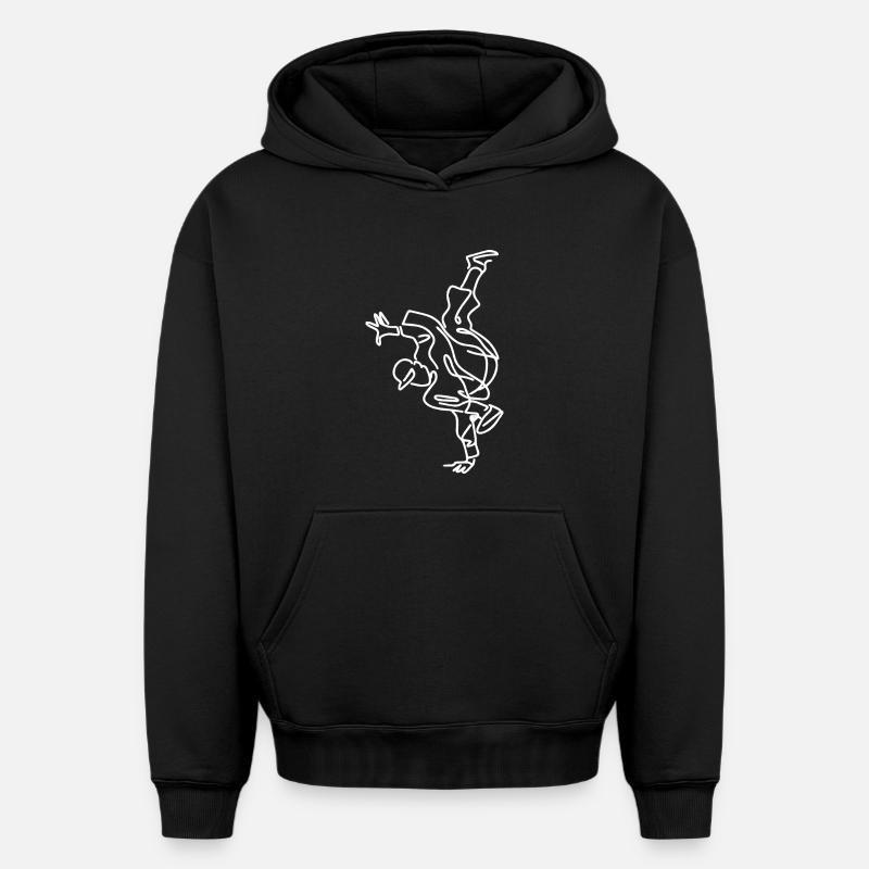 Croquis de breakdance - Sweat à capuche unisexe oversize épais SPREAD - noir