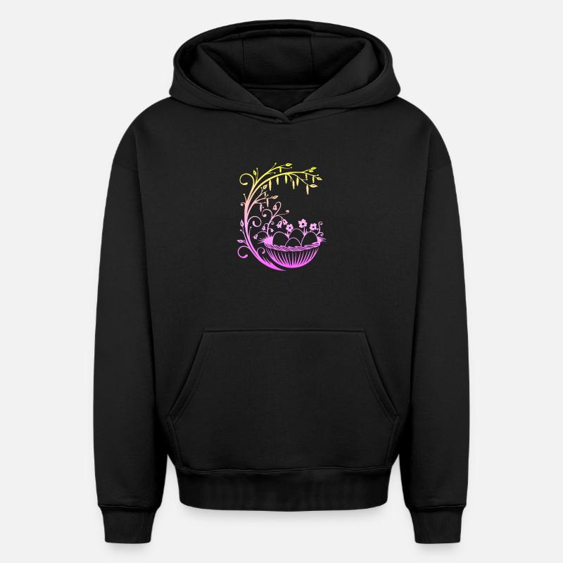 Easter Easter Basket Easter Basket - Oversized Heavyweight Unisex Hoodie - black