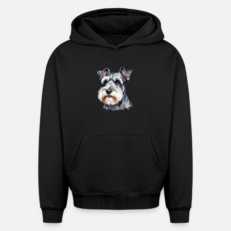Schnauzer nain - Sweat à capuche unisexe oversize épais SPREAD - noir