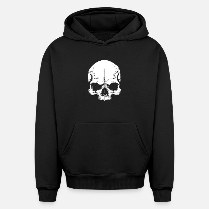 Design de crâne cool - Sweat à capuche unisexe oversize épais SPREAD - noir