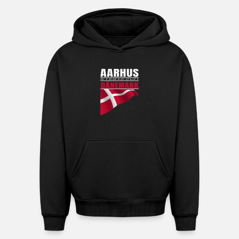 Aarhus - Sweat à capuche unisexe oversize épais SPREAD - noir