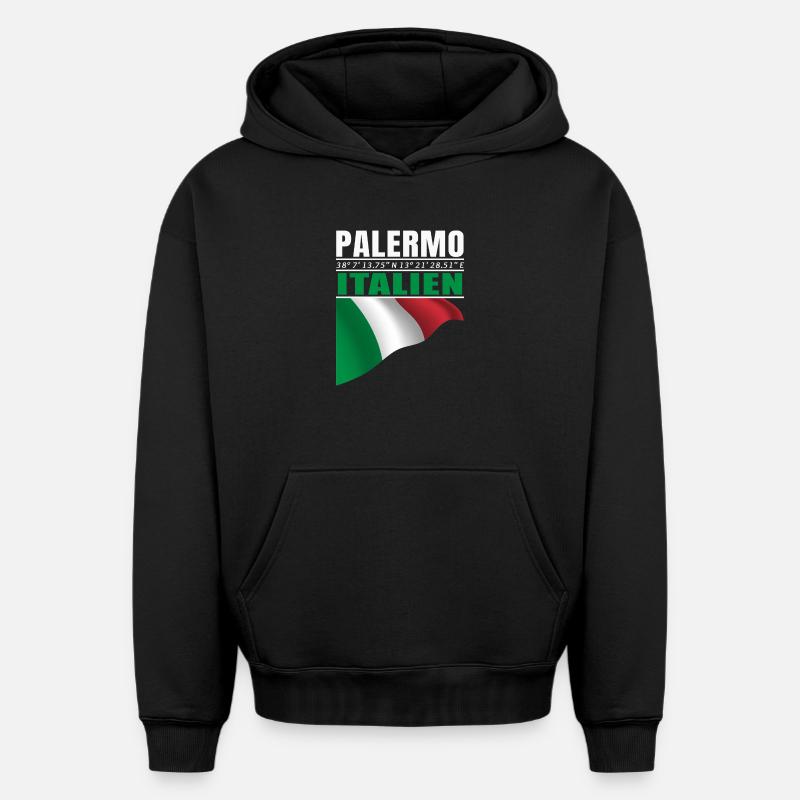Palerme - Sweat à capuche unisexe oversize épais SPREAD - noir