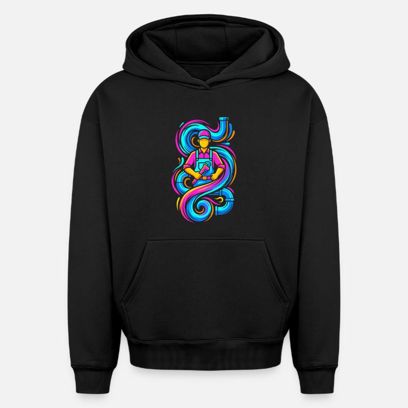 Plombier à clé - Sweat à capuche unisexe oversize épais SPREAD - noir